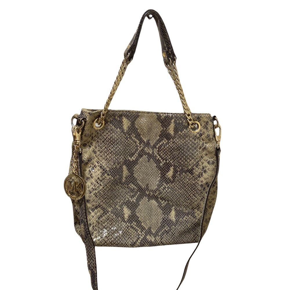 Michael Kors Leather Embossed Python Snakeskin Hobo Handbag